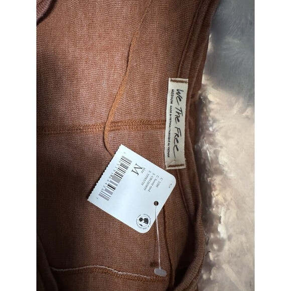 NEW Free People Women’s M Brown Sammie V-Neck Short Sleeve Tunic Top HOBO NWT - Picture 7 of 8